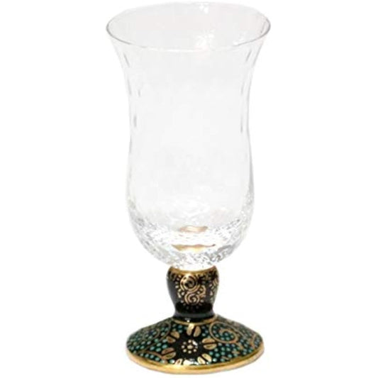 Kutani Ware Cold Sake Glass (Lattice) Blue Grain Tessen Made in Japan Capacity 70ml Kutani Japanese Glass Edo Glass