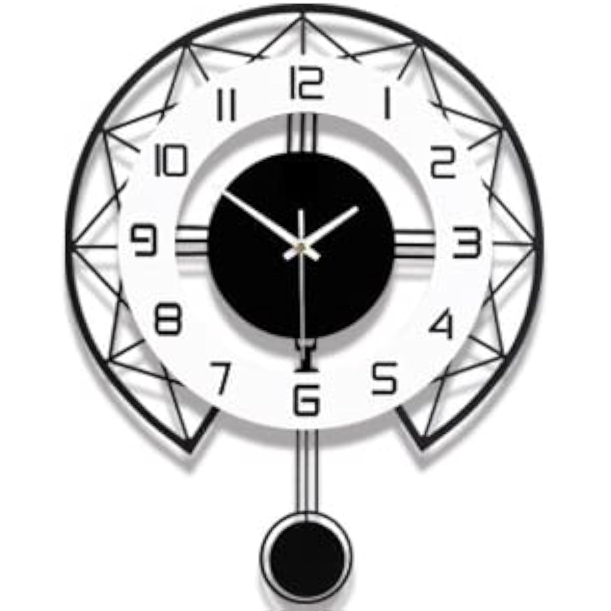 matakoko315 Luxury Large Wall Hanging Pendulum Wall Clock Antique Stylish Interior Easy to See Quiet Retro Scandinavian Black White Living Room Cool Clock Analog Wall Clock Round 36.5W x 45H cm