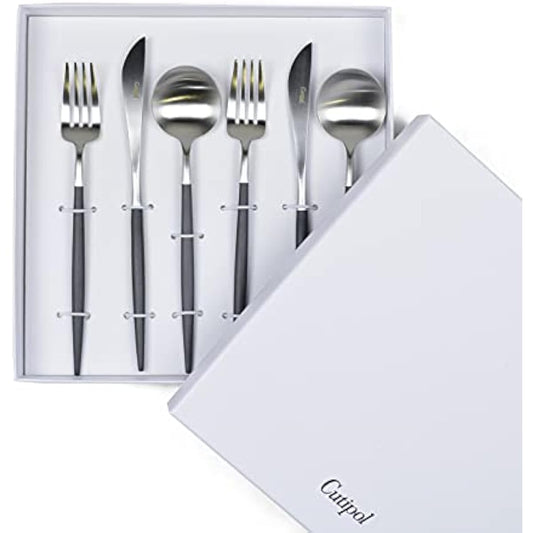 Cutipol GOA BLACK Dinner Cutlery [2 Spoons, 2 Forks, 2 Knives] 6 Piece Gift Box Set [Parallel Import]
