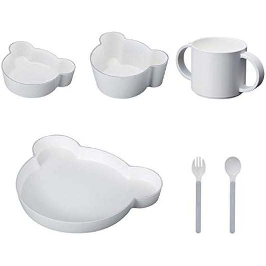 tak KIDS DISH Gift Box Cutlery Bear Gray JTN-1011-GY/Tak Kids Dish Dishwasher Safe (Gray) Children's Tableware