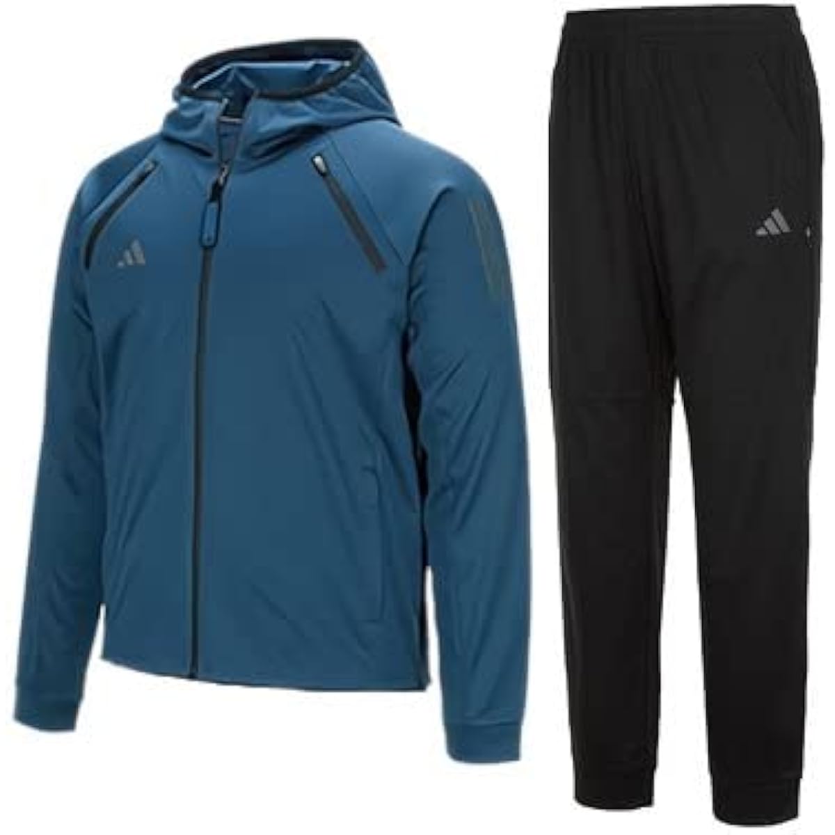 [Adidas] Sauna Suit HYDRO Sauna Suit 3.0 Top and Bottom Set Sauna Suit Jacket Pants Running Jogging Workout (Large, Light Navy)