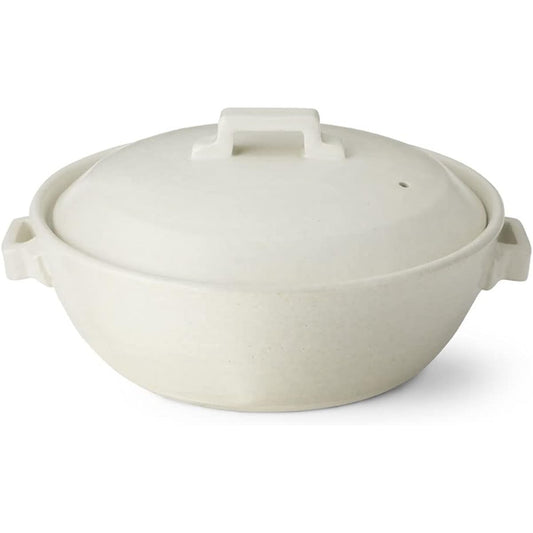 &NE Banko-yaki earthenware pot, made in Japan Haretoke Banko-yaki pottery, heat-resistant pottery, Japanese traditional, IH compatible, open fire, Japanese, Western, stylish, simple, modern, present, gift, stew, warm, winter, pot, white, black, white NMT