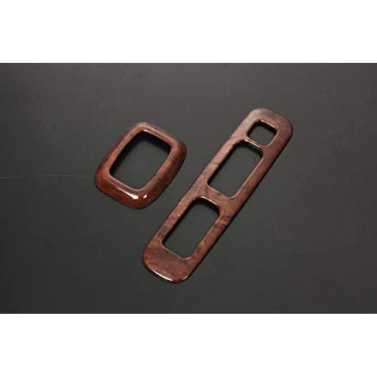 Power Window Switch Panel, Left and Right Stainless Steel, Double Sided Tape Applied -DA16T Carrie (KX/KC Special)/Super Carrie (X) (Brown Wood Grain)