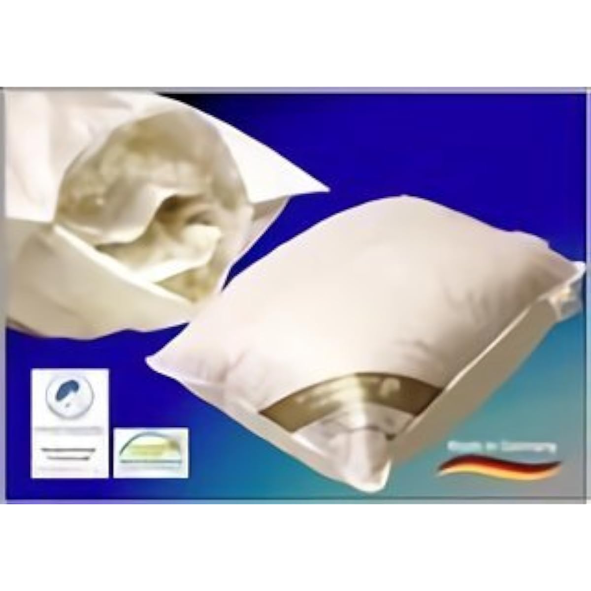 [German-made feather sleep pillow] Soft and fluffy premium three-layer pillow 63 x 43 cm Mother Goose Down from a prestigious European production site