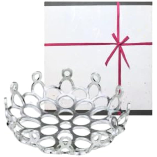 [Nousaku Red Cotton Ribbon Wrapping with Japanese Paper] KAGO - Lotus Diameter 11cm Tin Kago Lotus