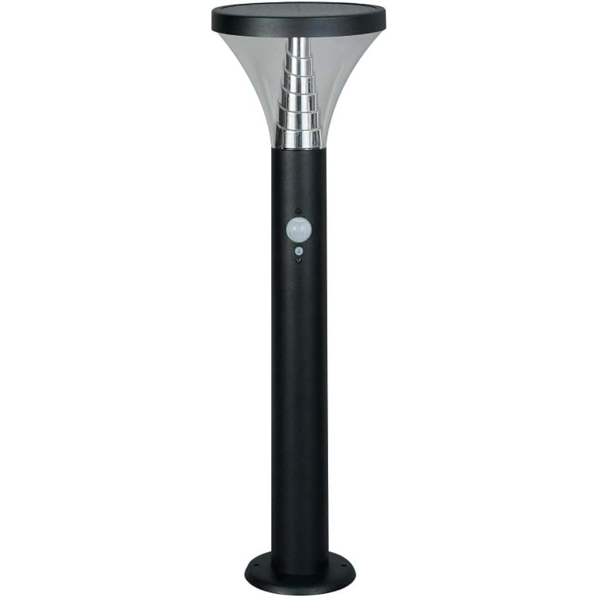 MUSASHI Garden Solar Sensor Light 7.5W Round Black Waterproof Stainless Steel Solar Power Saving Garden Outdoor 3 Lighting Modes GL-S130BK
