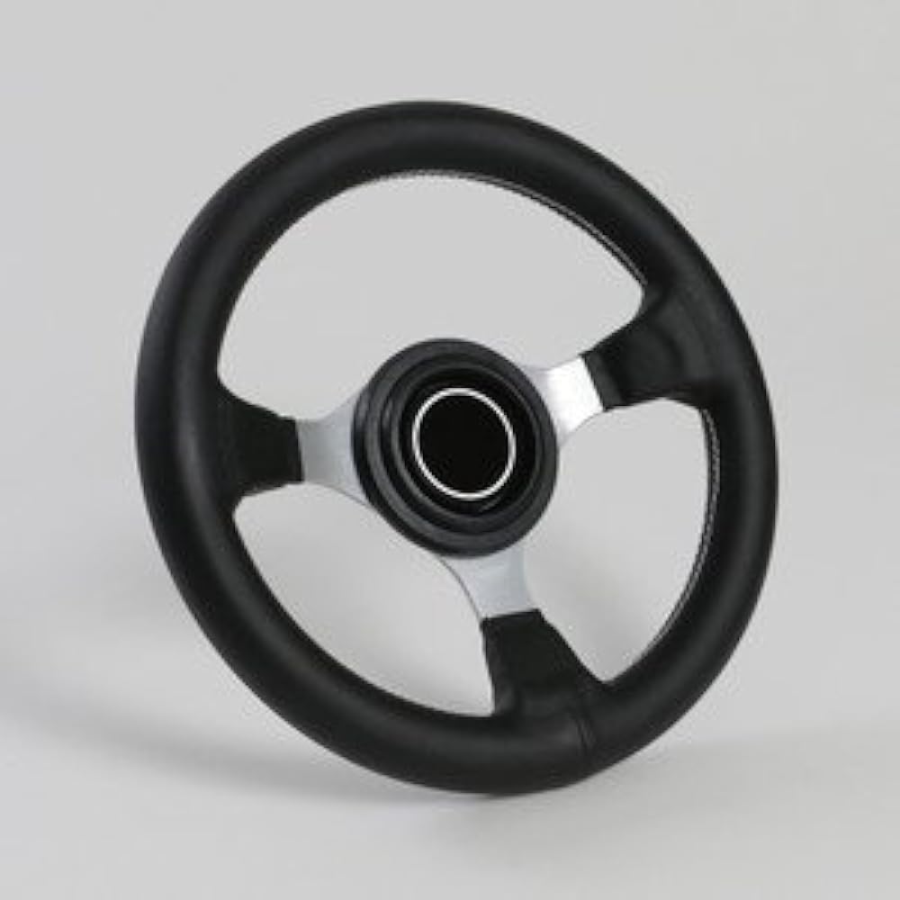 Steering 28Φ PVC leather silver spokes nostalgic 28 pieces with horn button (N28PSH)