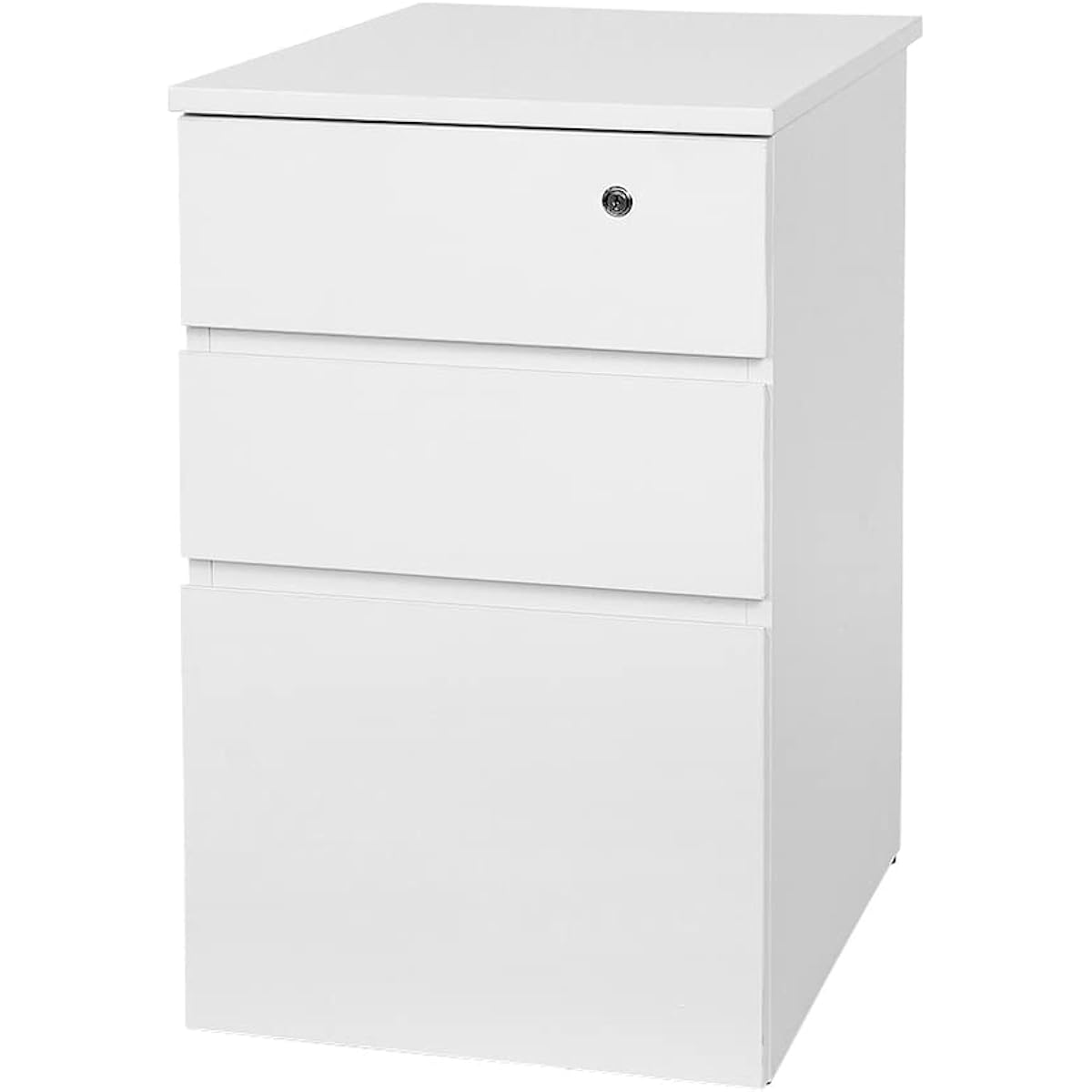 Iris Plaza Desk, Computer Desk, PC Desk, Study Desk, Office Furniture, 3 Tier Side Desk, with Key, White, Width 439 x Depth 600 x Height 700 mm MOD-W600-W