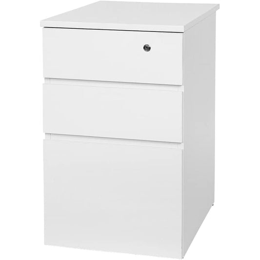 Iris Plaza Desk, Computer Desk, PC Desk, Study Desk, Office Furniture, 3 Tier Side Desk, with Key, White, Width 439 x Depth 600 x Height 700 mm MOD-W600-W