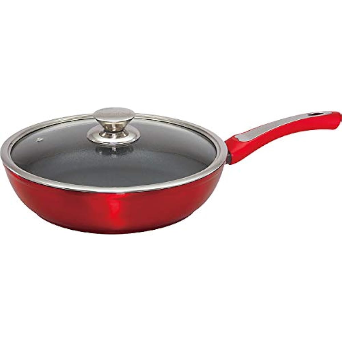 D&S PFOA-free, non-stick frying pan, IH compatible, 28cm lid included, 2-layer fluorine coating, thick bottom structure, non-stick, easy to clean, notifications when to add ingredients (thermo feel system) DSTF28-BKRE