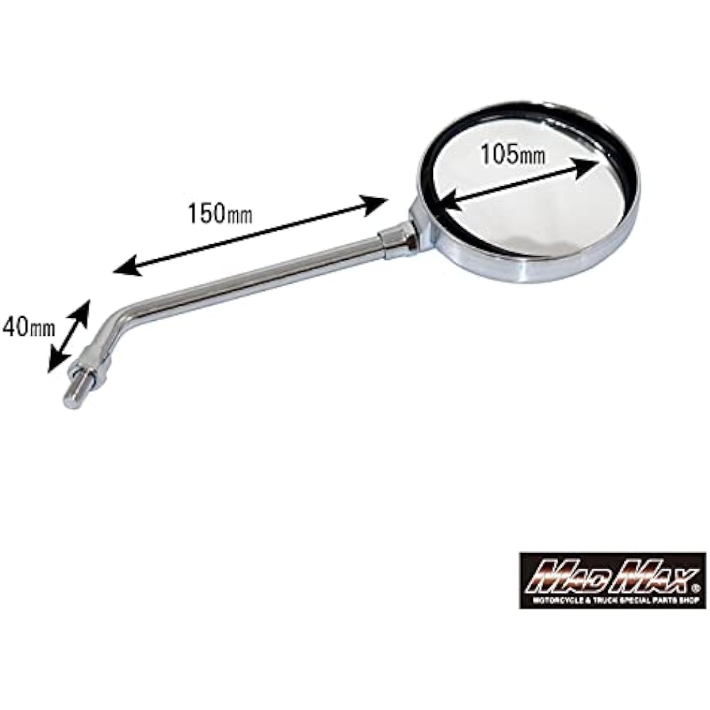Motorcycle mirror KAWASAKI Z2 type mirror 10mm long stay plated 2 pieces