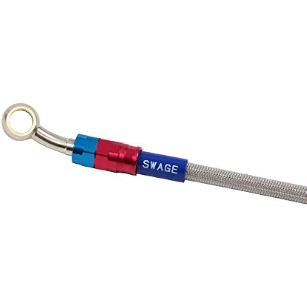 SWAGE LINE PRO Front Brake Hose KIT Tri Piece Aluminum (Red/Blue) Clear Hose ZRX1200 DAEG (09-12) SAP730FT [HTRC3]