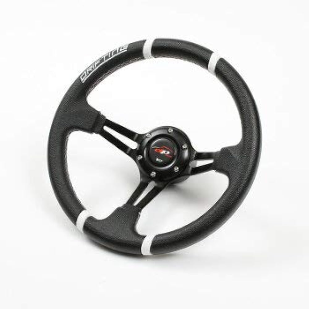 Deporacing Steering Steering 32φ Deep Cone 70mm White DRIFTING & White Cross Stitch Faux Leather PVC (DD32PW)