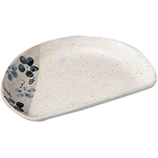 Set of 10 pottery plates, snow-covered indigo flower 8.0 half-moon plate [23.5 x 16 x 2.3cm] Earthenware [restaurants, inns, Japanese tableware, restaurants, commercial use, tableware]