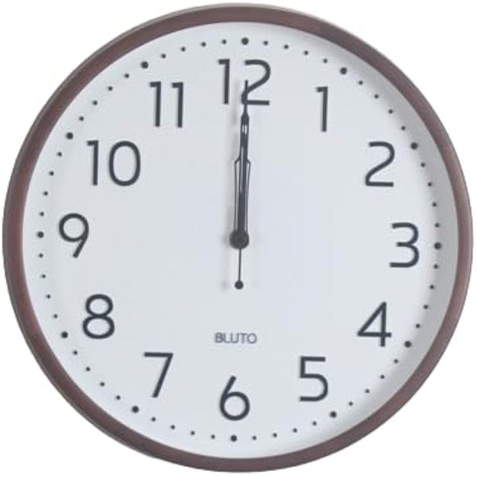 Bluetooth Wall Clock BLUTO Handmade Wooden Diameter 30cm Stylish Wall Clock Scandinavian Clock Interior (Brown)