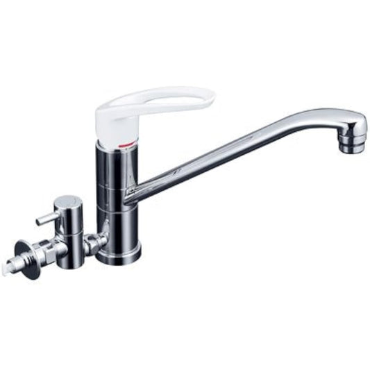 KVK Single Lever Mixing Faucet for Sink (with 360° Rotating Branch Hole on Hot Water Side) with Elephant to Stop KM5041HTU