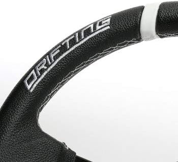 Deporacing Steering Steering 32φ Deep Cone 70mm White DRIFTING & White Cross Stitch Faux Leather PVC (DD32PW)