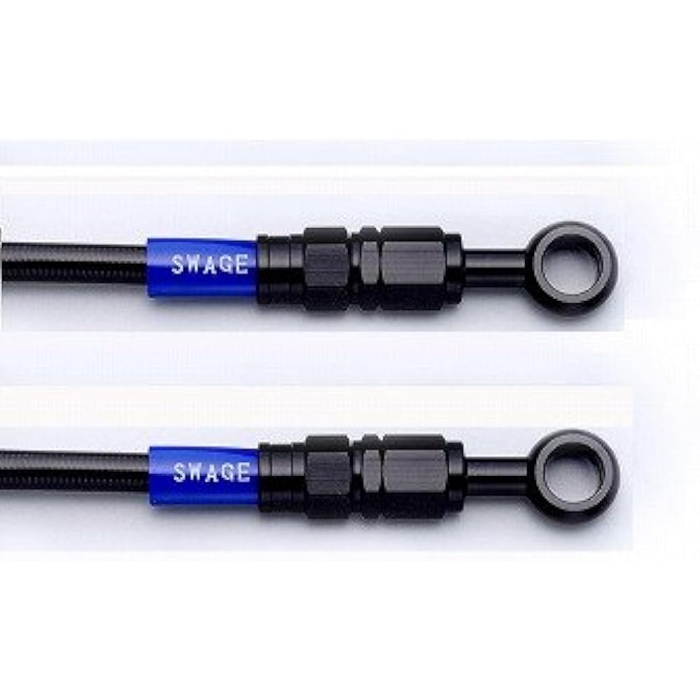 SWAGE LINE Easy Order Hose General Purpose Hose Aluminum (Black/Black) Black Smoke Hose Banjo Adapter Included (Straight + Straight) 600mm BAKB-1111M-0600