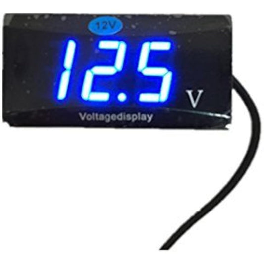 e-auto fun Small Waterproof LED Voltmeter Voltmeter Blue Display Small Waterproof LED Voltmeter (Voltmeter) for Motorcycles 12V Only With Voltage Drop Warning Function
