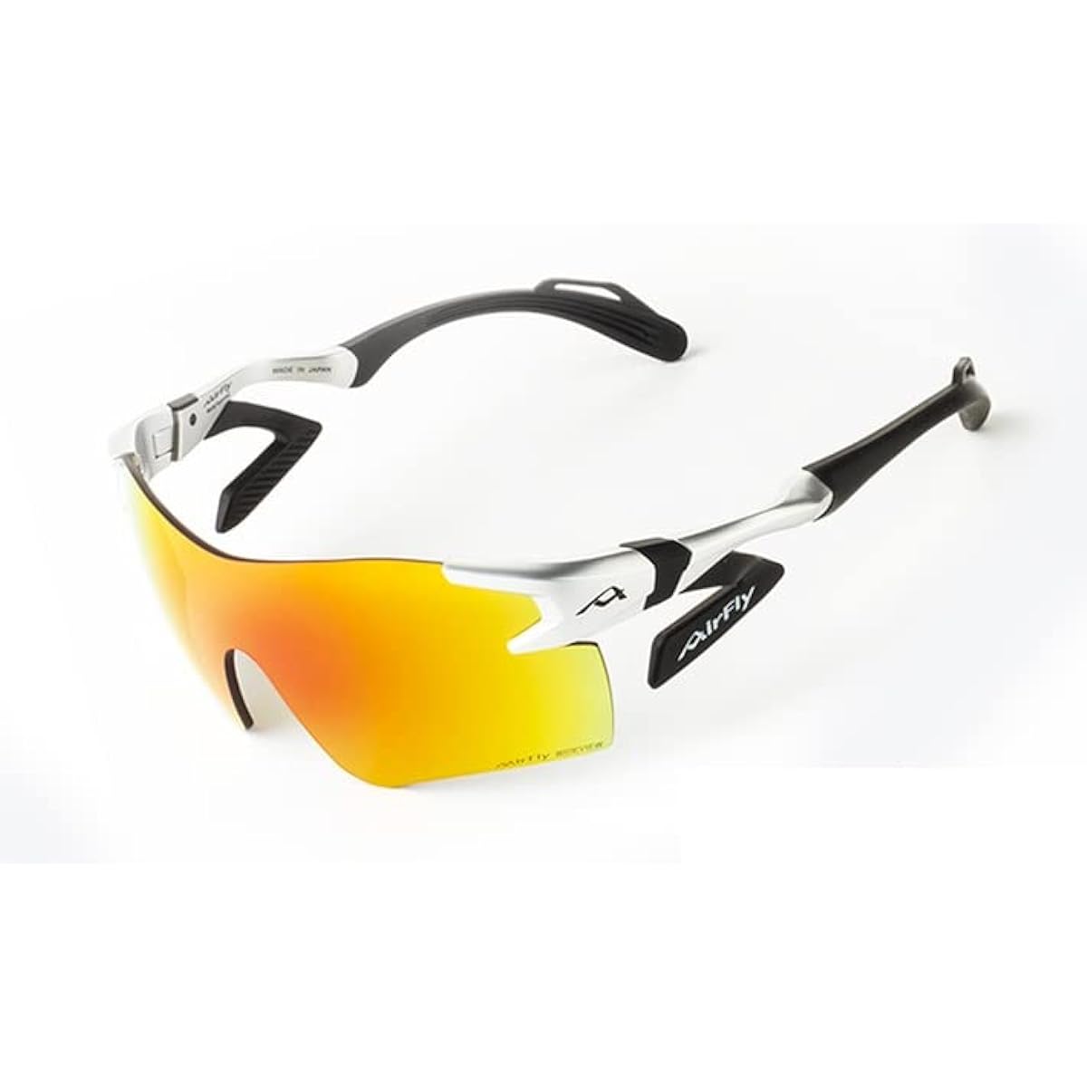 "Domestic regular product" AirFlay sports sunglasses without nose pads AF-301 WV series Frame color Silver Lens color Purple gold mirror Polarized lenses Visible light transmittance 20% Polarization degree 99% UV cut rate 99% or more Product number AF-30