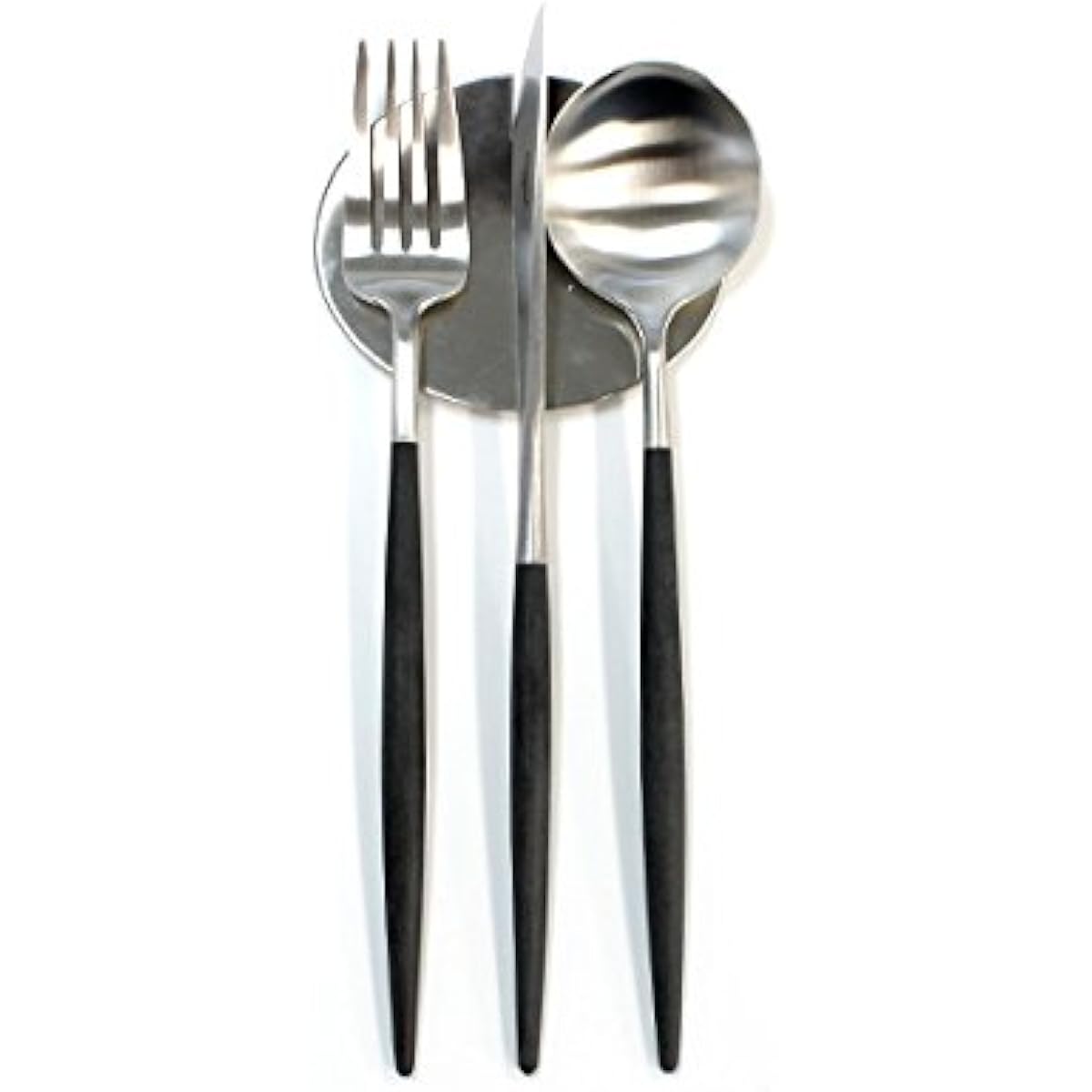 Cutipol GOA/Gore Black Dinner 4 Piece Set (Knife, Fork, Spoon, Cutlery Rest)