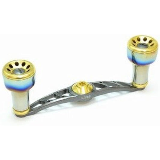 LIVRE reel FullComp crank (for left-hand winding) for Shimano 100 (Gunmetal P + Gold G)