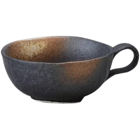 Set of 10 Soup Cups Black Bizen Blossom Soup Cups [11 x 5cm (230cc)] Western Tableware for Cafes, Restaurants, Coffee, Commercial Use, Hotels