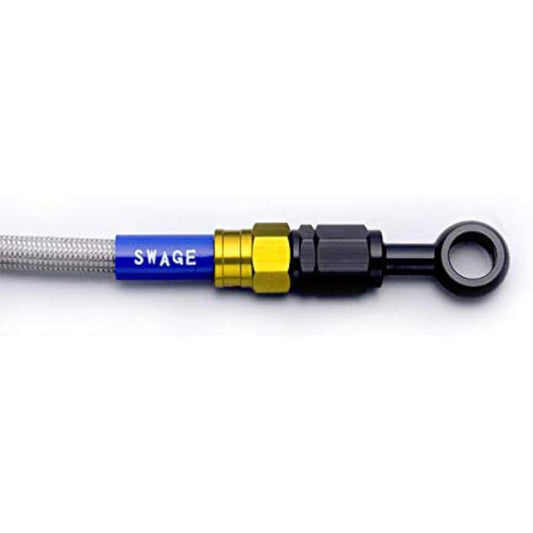 SWAGE LINE Rear Brake Hose KIT Aluminum (Gold/Black) Clear Hose NSF100(06-15) GAR0015