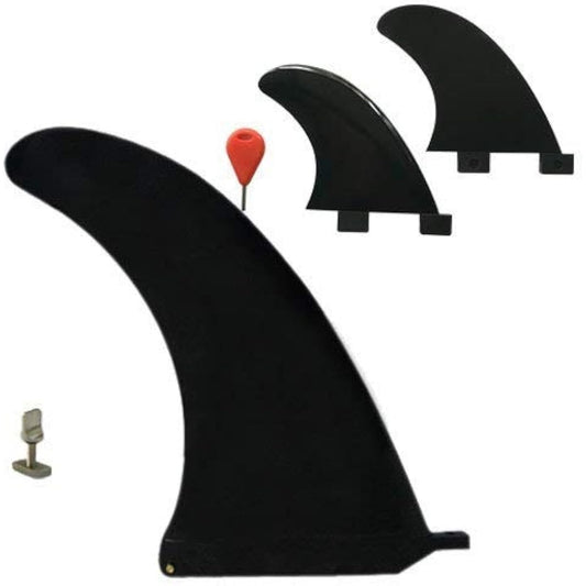 Funktion 10 inch fin for longboard + FCS compatible side fin set of 3 black FKGFCC-L10-SET-BLK