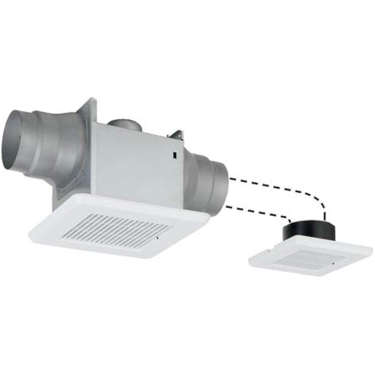 Toshiba Duct Ventilation Fan ≪Twin Aero Fan≫ Louver set type, low noise type, for 2 rooms, standard lattice type, for sanitary use, steel plate body, connection duct φ100mm, embedded size 175mm square DVP-T10L
