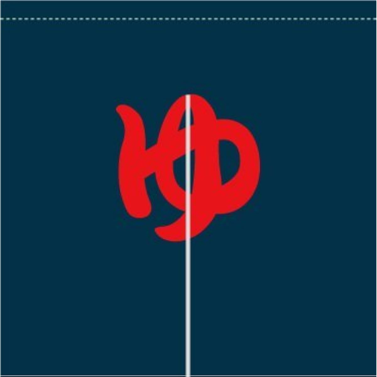 Yokohama Noren Story Large Japanese-style cotton curtain for facilities [Dark blue and red letters] (Flame retardant treated) W130H130cm