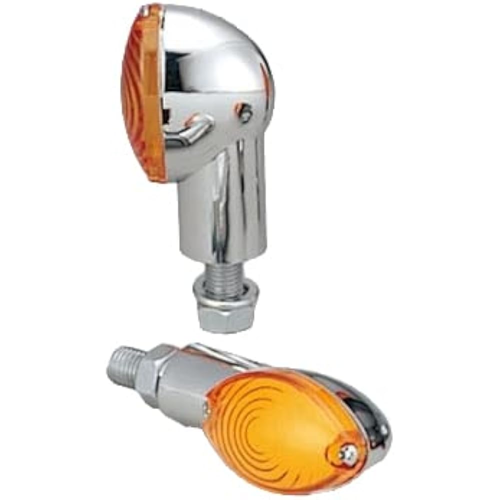 Kijima Motorcycle Bike Parts Cat's Eye SP Turn Signal Lamp M10 48x28x38mm Plastic Body General Plated/Amber 2 Pieces 219-5108