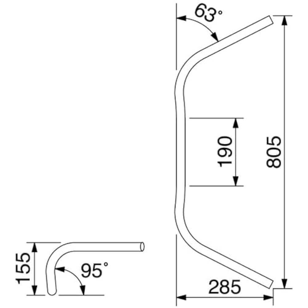 HURRICANE Handlebar P1 inch 160 Classic Chrome Plated HB0172C-01
