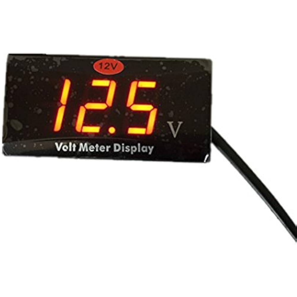 e-auto fun Small Waterproof LED Voltmeter Voltmeter Red Number Display Small Waterproof LED Voltmeter (Voltmeter) for Motorcycles 12V Only with Voltage Drop Warning Function