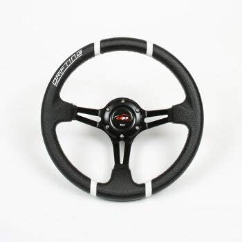 Deporacing Steering Steering 32φ Deep Cone 70mm White DRIFTING & White Cross Stitch Faux Leather PVC (DD32PW)