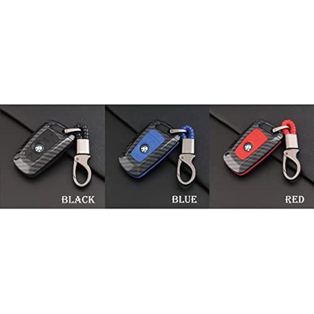 BMW exclusive carbon style smart key case 5 series/3 series 4 button type TYPE1 with key chain black MM50-BM001-BK