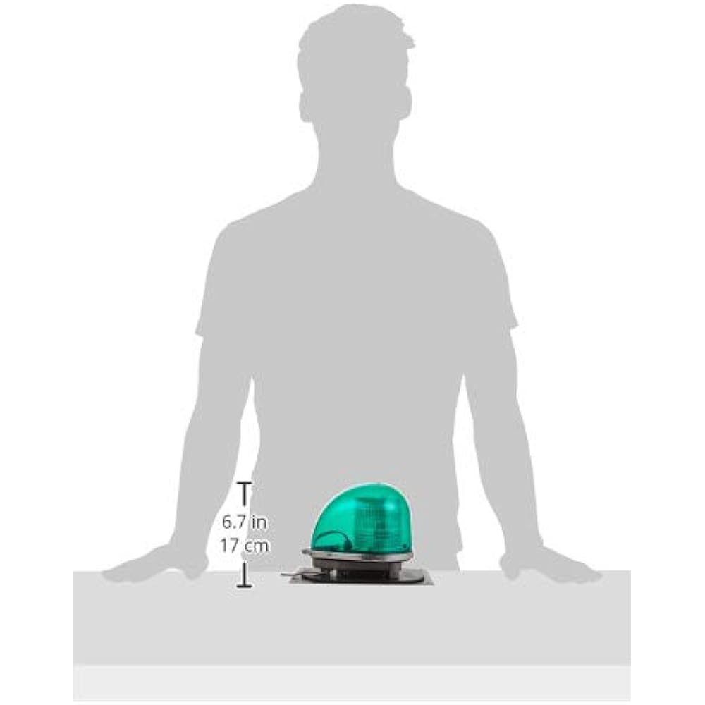 KOITO Round Warning Light 2N Type Green 12V 1.0A with Cigarette Lighter Plug/Rubber Magnet Type GFL-2NBG
