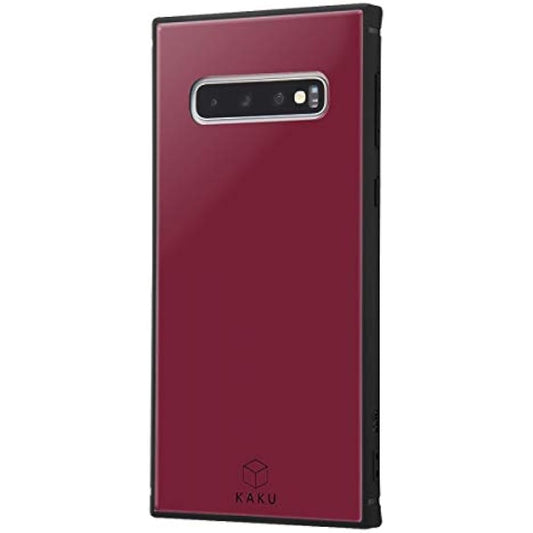 Inglem Galaxy S10 Case Shockproof Glass Material Cover KAKU Dark Red