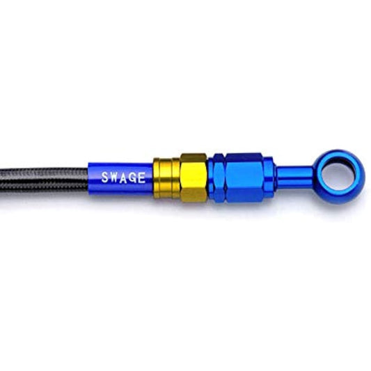 Swage-Line Brake Hose Kit Rear Aluminum Gold x Blue/Black Hose MAJESTY S [XC155 Majesty S] (13-14) PARB351