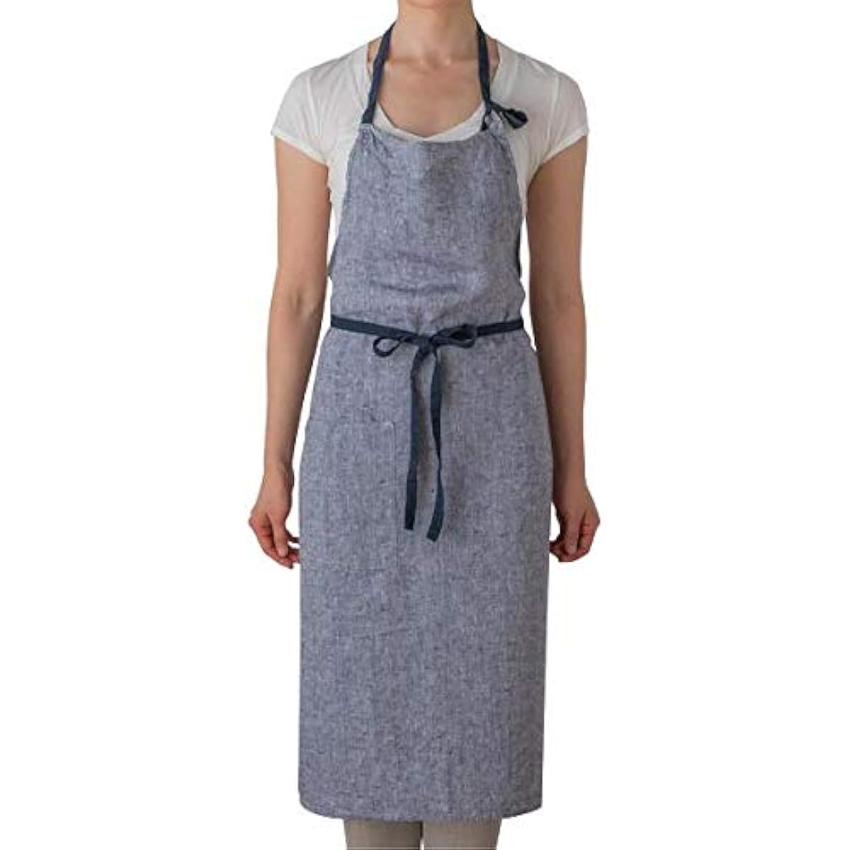 Linen full apron Manon <Fil Blue> A315 [Lino e Lina/Lino e Lina]