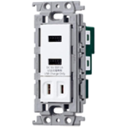 Panasonic Cosmo Series Wide 21 Embedded Charging Outlet 2 Ports 3A Single Outlet White WTF14764W