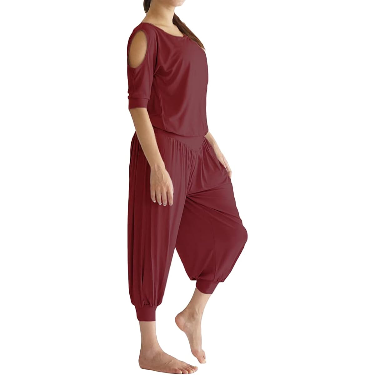 [VEROMAN] Yoga wear top and bottom set, large size, loose tops, sarouel pants ppi-sarouelset