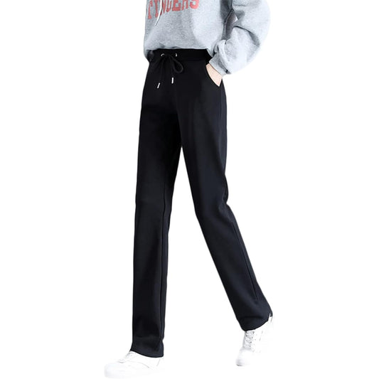 [YuWan] Fleece-lined Jersey Pants, Women's Sweatpants, Sports, Long Pants, High Waist, Jogger Pants, Fitness, Training, Sportswear, Long Pants, Thick, Cold Protection, Heat Retention, Autumn, Winter