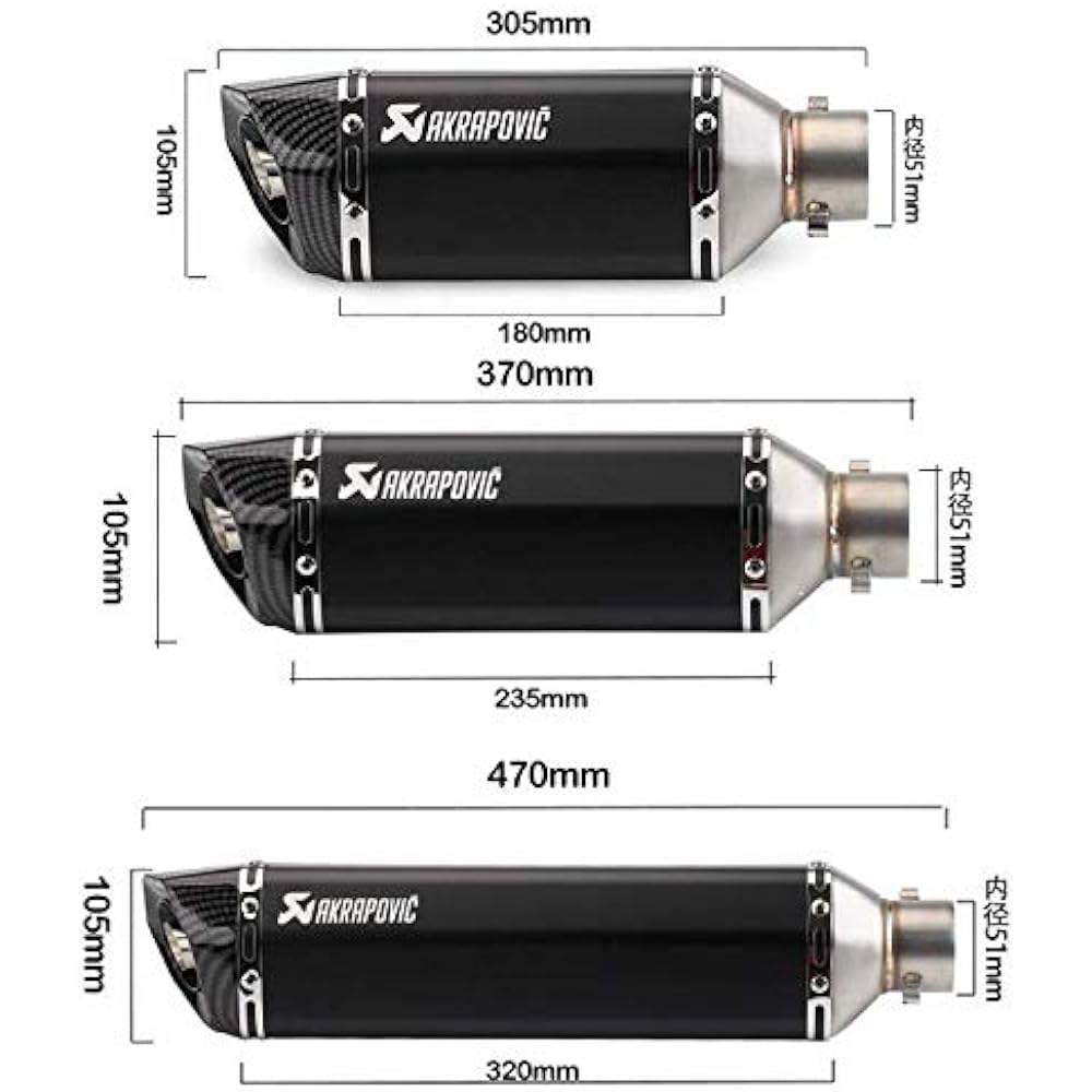 Bike Silencer Slip-on Muffler 2 in (50.8 mm) Universal Motorcycle Length 47CM