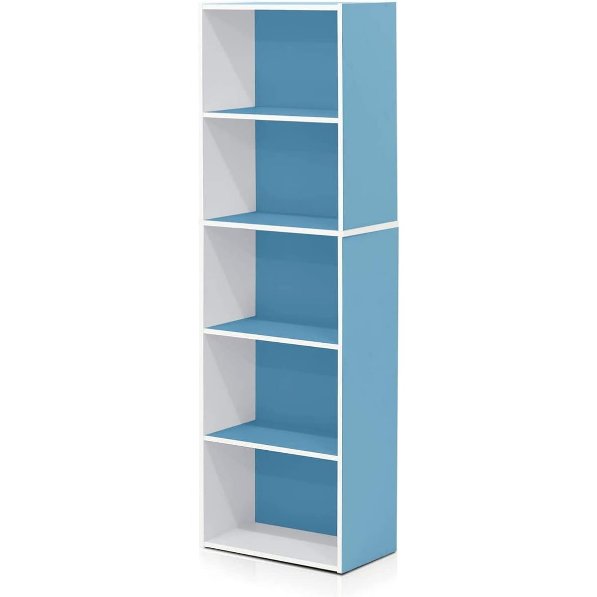 Furinno Bookshelf Luder Series 5 Tiers Width 40.1 x Depth 23.9 x Height 132.1 cm White/Light Blue [Regular Japanese Import Product] 11055WH/LBL