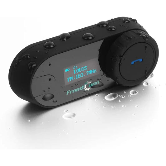 Freedconn TCOM-SC Motorcycle Intercom Music Sharing Bluetooth 5.0 LCD Equipped with IPX5 Waterproof Function Pairing with Other Companies Possible for 2 People Simultaneous Calls 3 People Bearing (Set of 1)