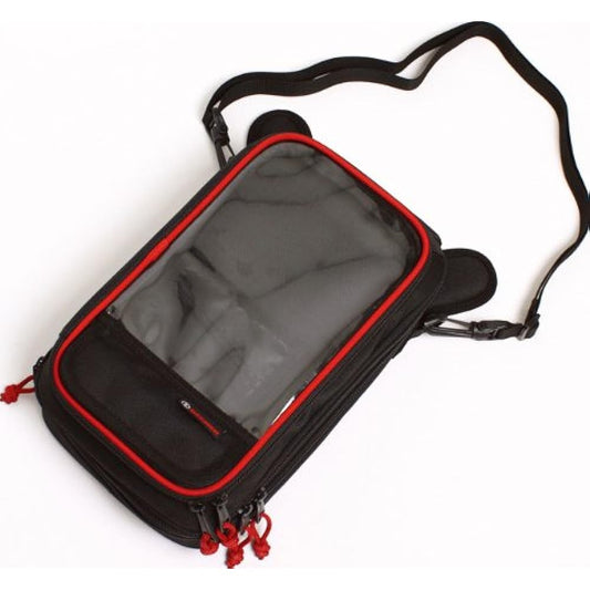 DEGNER Tank Bag Magnetic A5 Size Polyester 30x18x11~18cm Black/Red Piping NB-15MAG