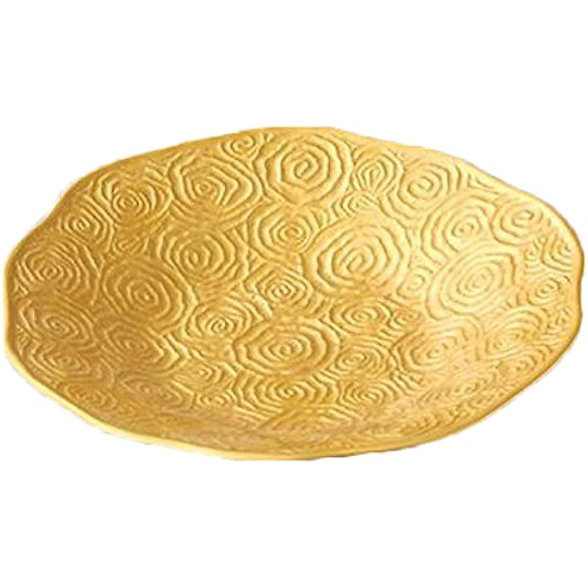 3 セット Maru large dishes, mica gold scroll carving 9.5 serving dishes [27.5 x 4.5cm] [Ryotei, inns, Japanese utensils, restaurants, business utensils, utensils]
