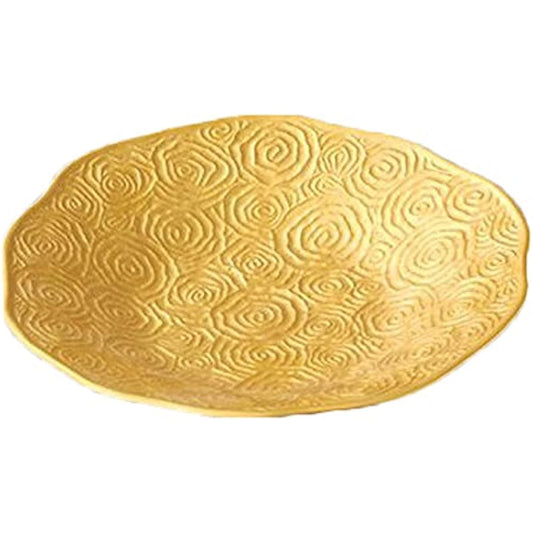 3 セット Maru large dishes, mica gold scroll carving 9.5 serving dishes [27.5 x 4.5cm] [Ryotei, inns, Japanese utensils, restaurants, business utensils, utensils]
