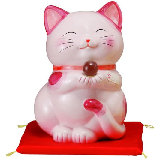 Sun Art Good Luck Goods "Improve Marriage, Love, Family Luck" Happy Cat Cat Figurine Object Large Pink SAN280